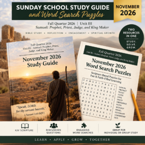 Swhale Ministries November Fall 2026 Sunday School Study Guide and Puzzles